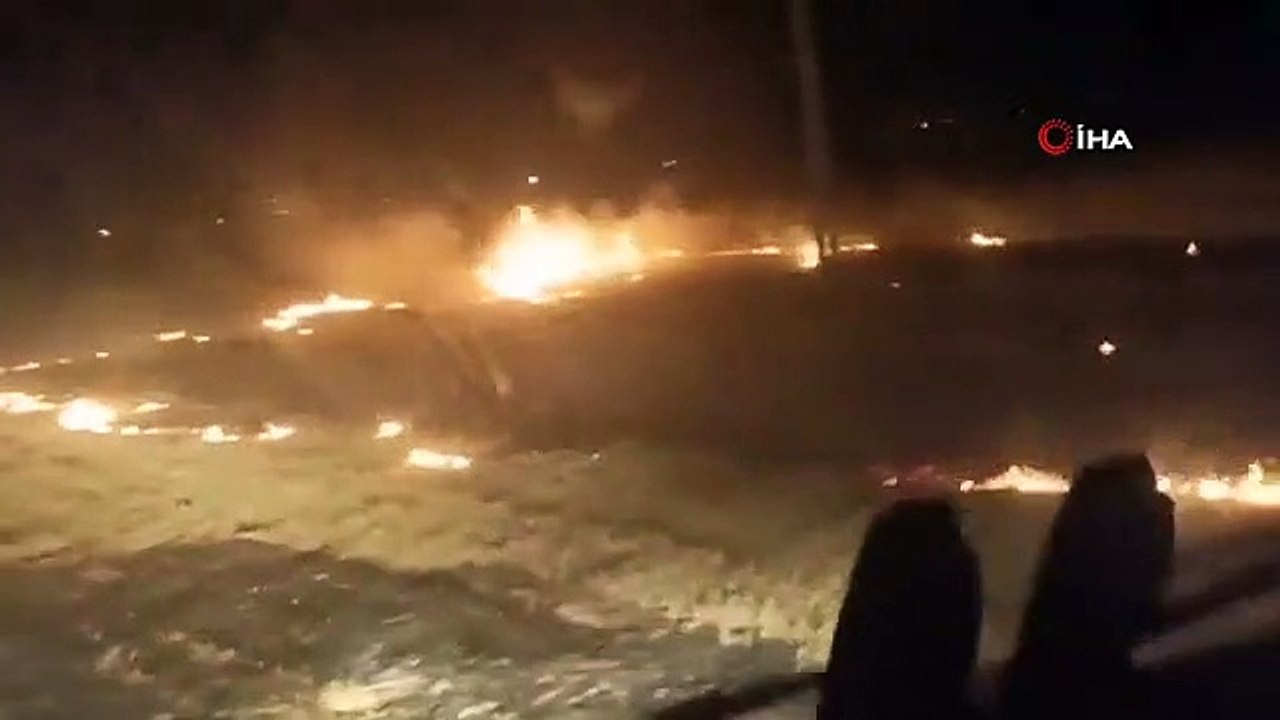 Feu de champ dans un village d'Ağrı： Le champ s'est transformé en cendres