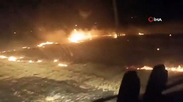 Feu de champ dans un village d'Ağrı： Le champ s'est transformé en cendres