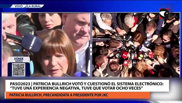 PASO2023 | Patricia Bullrich votó y cuestionó el sistema electrónico: “Tuve una experiencia negativa, tuve que votar ocho veces”
