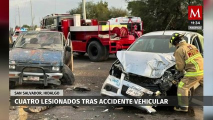 Cuatro lesionados tras accidente vehicular en la carretera Actopan-Ixmiquilpan