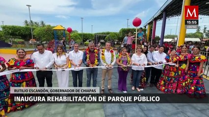 Gobernador de Chiapas inaugura rehabilitación del parque público de La Libertad