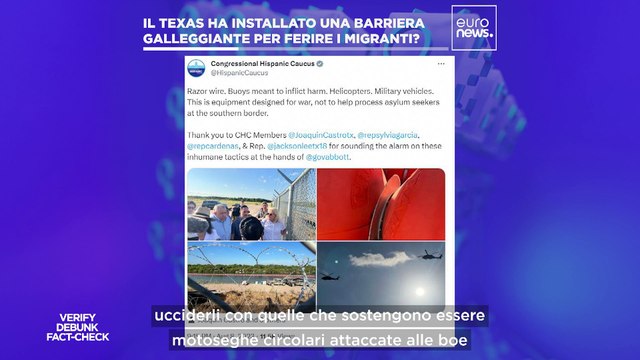 Texas, la barriera galleggiante installata per fermare i migranti è dotata di motoseghe circolari?