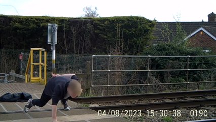 Trespassers do press-ups, pose with pets and place rocks on live train tracks in shocking Network Rail compilation