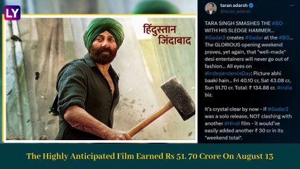 Gadar 2 Box Office Collection Weekend 1: Sunny Deol & Ameesha Patel's Film Enters Rs 100 Crore Club, Mints Rs 134.88 Crore In India!