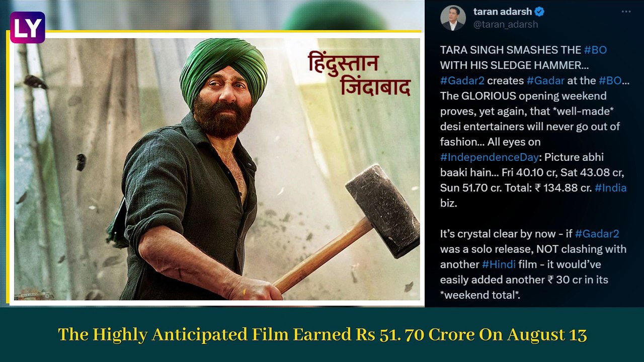 Gadar 2 Box Office Collection Weekend 1: Sunny...