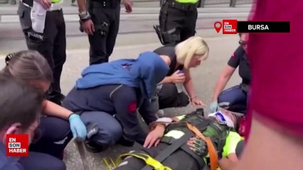 Bursa'da kadın sürücü trafik polisine böyle çarptı