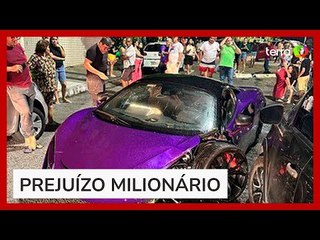 McLaren de R$ 2 milhões fica destruída após colisão com carro de aplicativo em Maceió (AL)
