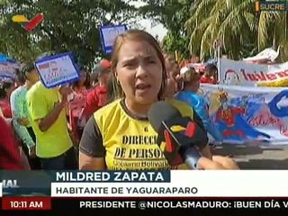 Download Video: Pueblo de Yaguaraparo en el edo. Sucre marchó para manifestar su apoyo al presidente Nicolás Maduro