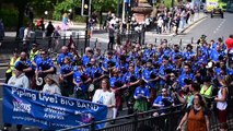 Pipers march through Glasgow streets for Piping Live! 2023 Big Band
