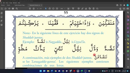 25. Leer en Corán el árabe - Lectura: Dos shaddas (págs. 55-56)