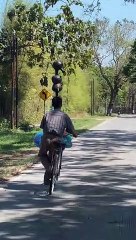Bike Rider's One-Sided Balancing Act