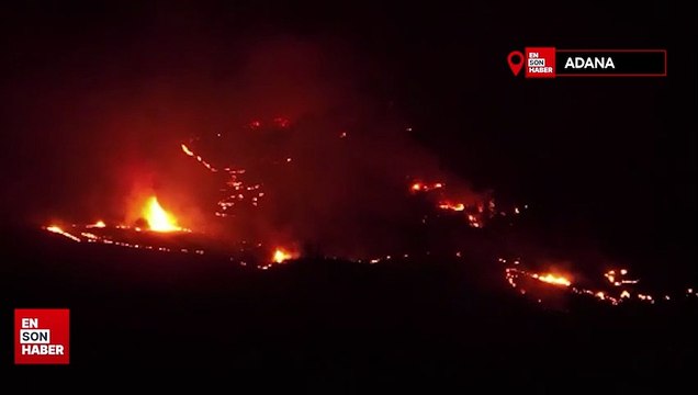 Adana’daki orman yangını dron ile görüntülendi