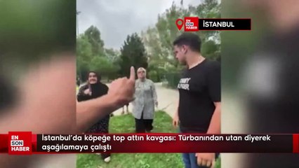 İstanbul'da köpeğe top attın kavgası: Türbanından utan diyerek aşağılamaya çalıştı