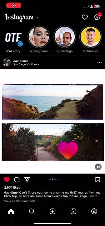 Nova animação de gosto no Instagram