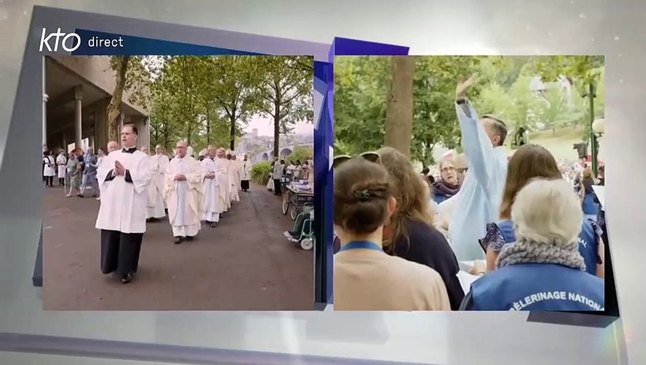 15 août 2023:  La messe de l'Assomption débute sur la prairie du Sanctuaire de  @lourdes_france . La célébration est présidée par Mgr Celestino Migliore, nonce apostolique en France.