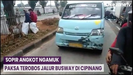 Sopir Angkot Ngamuk Paksa Terobos Jalur Busway di Cipinang