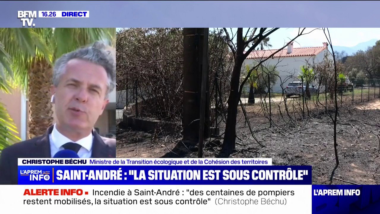 Pompier blessé dans l'incendie à Saint-André: "Les nouvelles sont plutôt rassurantes", affirme Christophe Béchu (ministre de la Transition écologique et de la Cohésion des territoires)