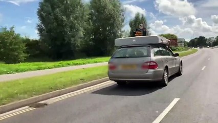Mattress on roof of a car