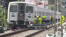 Un tren sin pasajeros descarrila en Sitges y corta la circulación entre Garraf y Vilanova i la Geltrú