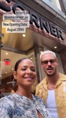M. Pokora a inauguré son nouveau restaurant Pasta Corner à New York le 14 août 2023 en présence de sa femme Christina Milian.
