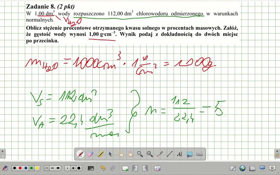 ZADANIE 8 CKE 2010 MAJ STĘŻENIE % ROZTWORU HCl. #chemia #chemistry
