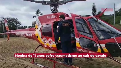 Menina de 11 anos sofre traumatismo ao cair de cavalo