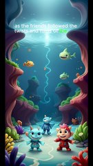 Under water baby fish shark plying with their little friends