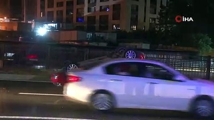 Zincirlikuyu'da taksiye çarpan otomobil takla attı: 2 yaralı