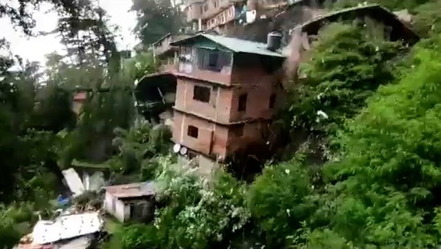 Himachal Pradesh: Moment homes destroyed as huge landslide carves cliff away in front of screaming witnesses