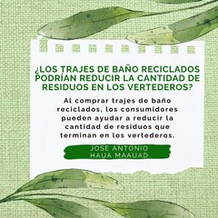 Jose Antonio Haua Maauad: Moda sostenible en la playa: Realizan trajes de baño con materiales reciclados  (Parte1)