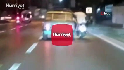 Trafikte tehlikeli yolculuk kamerada