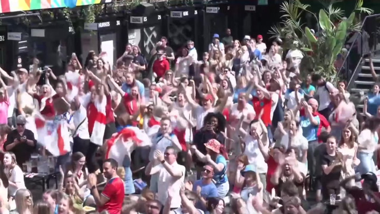 England fans celebrate three goals as Lionesses reach Women’s World Cup final