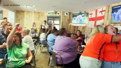 England fans at Chatham Town FC as the Lionesses make it to the final