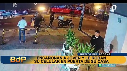 Ladrón asalta a joven distraído y se lleva su celular en calle de Pueblo Libre