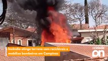 Incêndio atinge terreno com recicláveis e mobiliza bombeiros em Campinas
