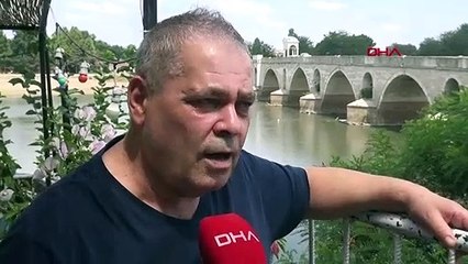 En raison de la sécheresse, les pieds du pont historique de Meriç sont restés immergés dans l'eau.