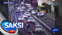 Pagtawid ng ilang pedestrian kahit wala sa tamang tawiran sa EDSA, sapul sa CCTV ng MMDA | Saksi