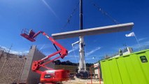 Bridge beams for the new A249 Stockbury flyover are being craned into place