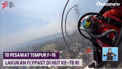 Momen 10 Pesawat Tempur F-16 Lakukan Flypast pada Detik-Detik Proklamasi HUT ke-78 RI