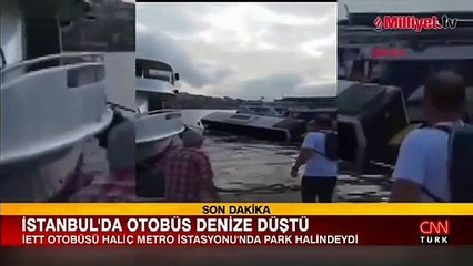 Eminönü'nde İETT otobüsü denize düştü