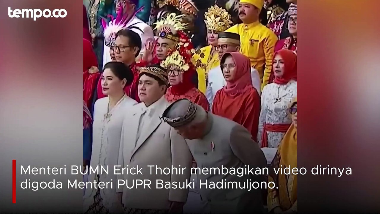 Momen Jahil Menteri Basuki ke Erick Thohir saat Upacara HUT RI