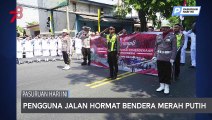 Detik Proklamasi, Satlantas Polres Pasuruan Ajak Pengguna Jalan Hormat Bendera Merah Putih