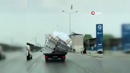 Bursa’da tehlikeli taşımacılık kamerada