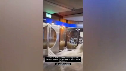 Şiddetli yağışların etkili olduğu Almanya'da Frankfurt Havalimanı sular altında kaldı