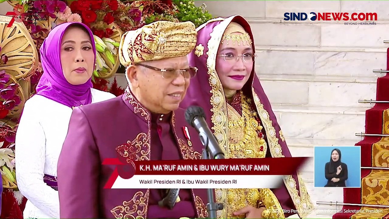 Hadiri Upacara HUT Ke 78 RI Di Istana Wapres Ma Ruf Amin Kenakan Baju