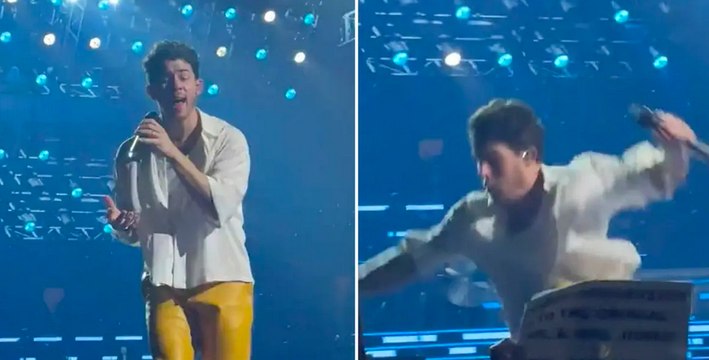 Nick Jonas FALLS onstage at Jonas Brothers Concert