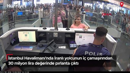 İstanbul Havalimanı'nda İranlı yolcunun iç çamaşırından 30 milyon lira değerinde pırlanta çıktı