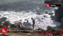 Bartın'da balıkçıların dalgalarla mücadelesi