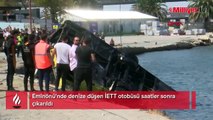 Eminönü'nde denize düşen İETT otobüsü saatler sonra çıkarıldı