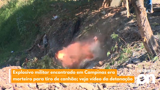 Explosivo militar encontrado em Campinas era morteiro para tiro de canhão; veja vídeo da detonação